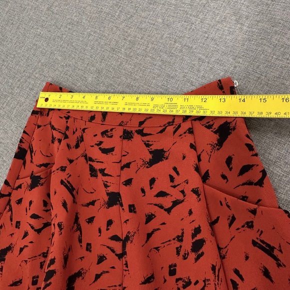 Harlowe & Graham Mini Skirt Pleated Pockets XS Zipper Closure Orange & Black - Picture 10 of 12